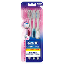ORAL B CRISSCROSS SENSITIVE ULTRATHIN BUY 2 GET 1 FREE TOOTH BRUSH